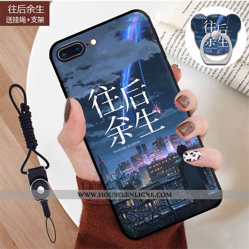 Coque iPhone 7 Plus Dessin Animé Fluide Doux Incassable Étui Téléphone Portable Bleu