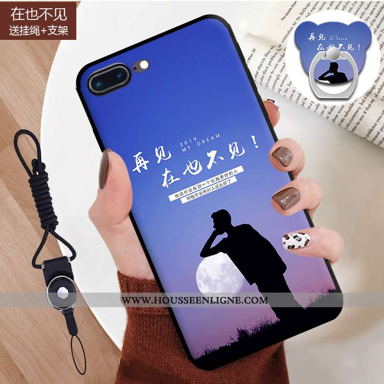 Coque iPhone 7 Plus Dessin Animé Fluide Doux Incassable Étui Téléphone Portable Bleu