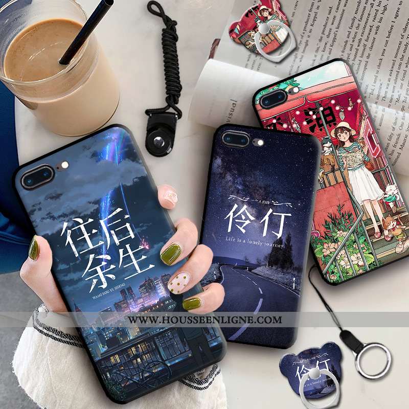 Coque iPhone 7 Plus Dessin Animé Fluide Doux Incassable Étui Téléphone Portable Bleu