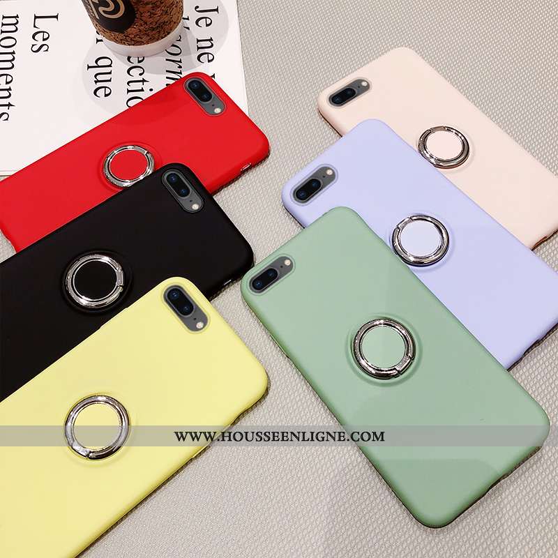 Coque iPhone 7 Plus Fluide Doux Couleur Unie Téléphone Portable Incassable Vert Tempérer Verte