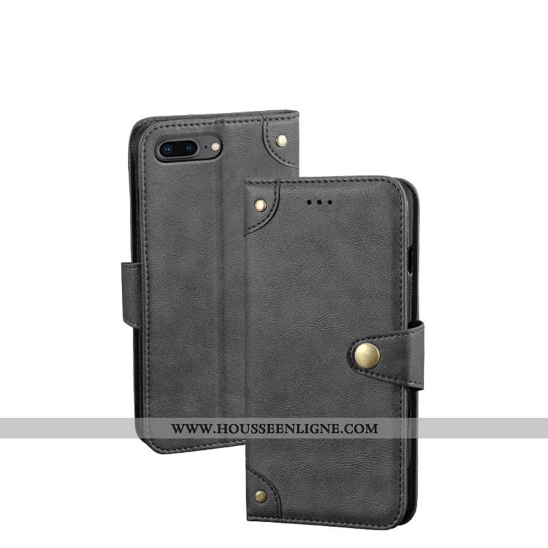 Coque iPhone 7 Plus Portefeuille Cuir Protection Rouge Téléphone Portable Carte Étui