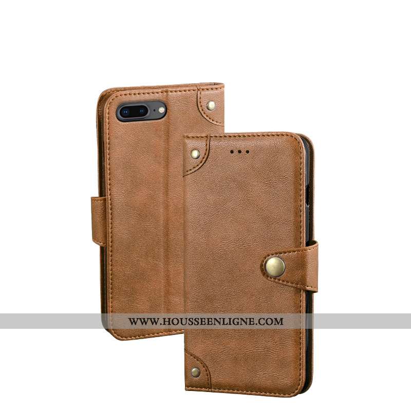 Coque iPhone 7 Plus Portefeuille Cuir Protection Rouge Téléphone Portable Carte Étui