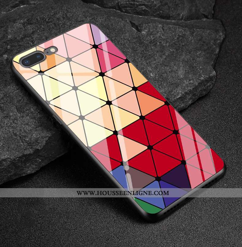 Coque iPhone 7 Plus Protection Verre Canard Losange Étui Téléphone Portable Coloré