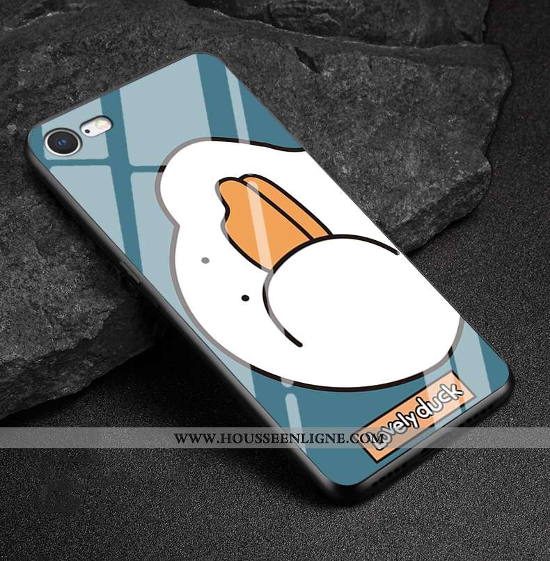 Coque iPhone 7 Plus Protection Verre Canard Losange Étui Téléphone Portable Coloré
