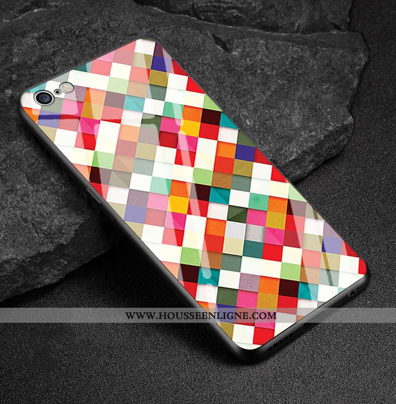 Coque iPhone 7 Plus Protection Verre Canard Losange Étui Téléphone Portable Coloré