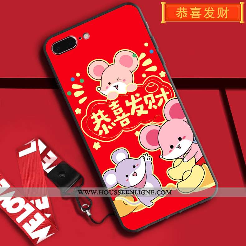 Coque iPhone 7 Plus Tendance Fluide Doux Rouge Silicone Rat Pu Charmant
