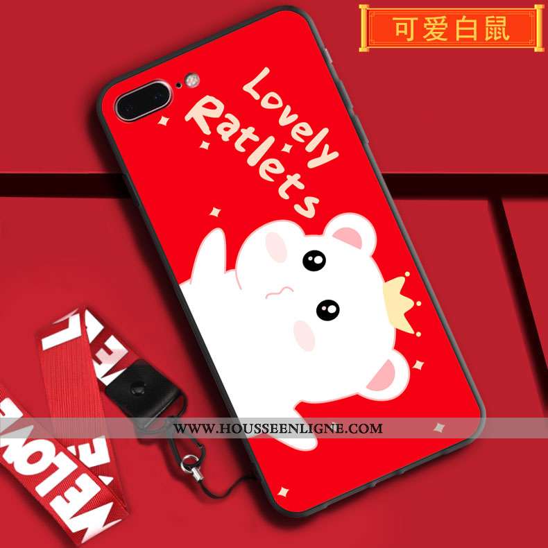 Coque iPhone 7 Plus Tendance Fluide Doux Rouge Silicone Rat Pu Charmant