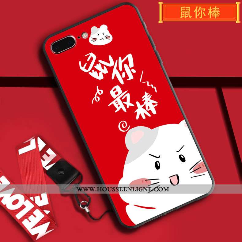 Coque iPhone 7 Plus Tendance Fluide Doux Rouge Silicone Rat Pu Charmant