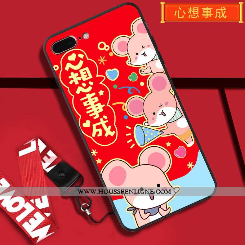 Coque iPhone 7 Plus Tendance Fluide Doux Rouge Silicone Rat Pu Charmant