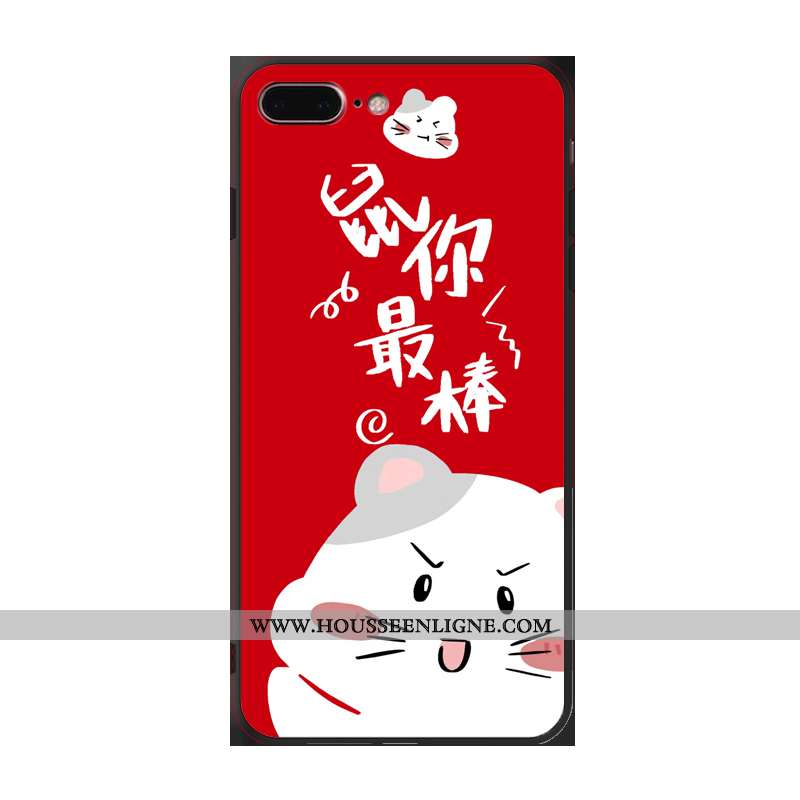Coque iPhone 7 Plus Tendance Fluide Doux Rouge Silicone Rat Pu Charmant
