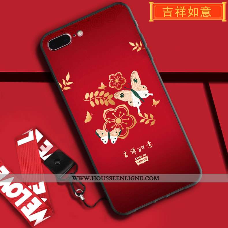 Coque iPhone 7 Plus Tendance Fluide Doux Rouge Silicone Rat Pu Charmant