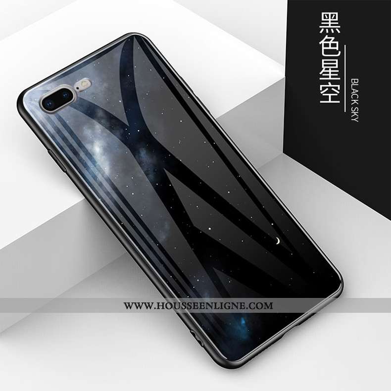 Coque iPhone 7 Plus Verre Protection Étui Téléphone Portable Simple Incassable Amoureux Coloré