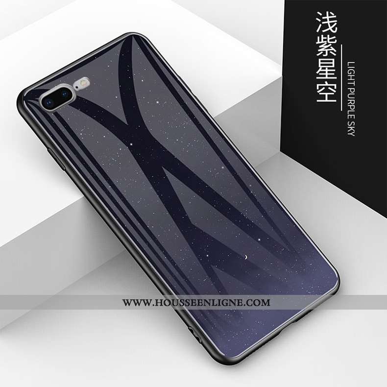 Coque iPhone 7 Plus Verre Protection Étui Téléphone Portable Simple Incassable Amoureux Coloré