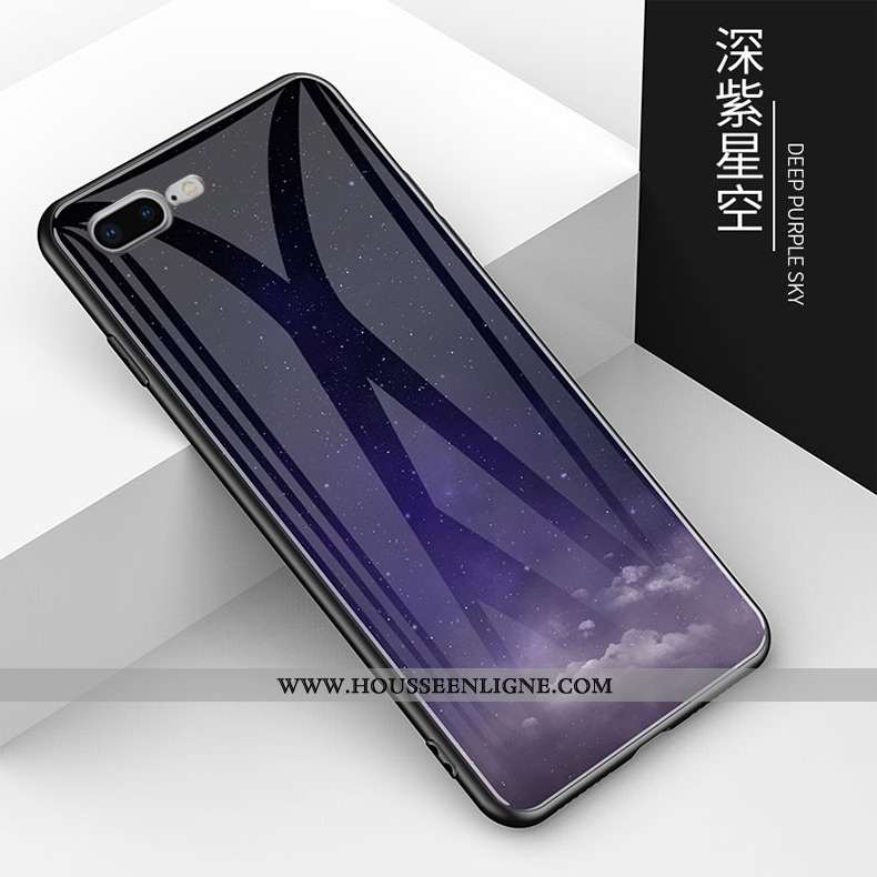 Coque iPhone 7 Plus Verre Protection Étui Téléphone Portable Simple Incassable Amoureux Coloré