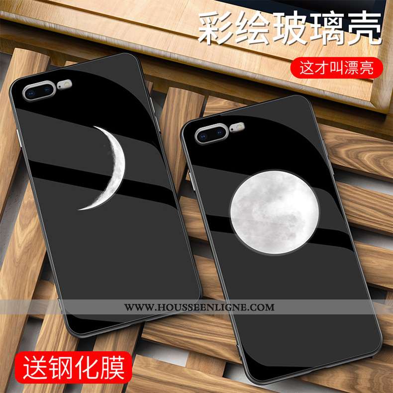 Coque iPhone 7 Plus Verre Protection Étui Téléphone Portable Simple Incassable Amoureux Coloré