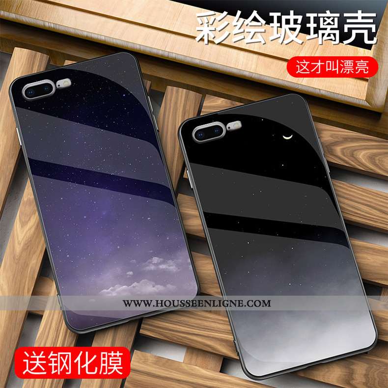 Coque iPhone 7 Plus Verre Protection Étui Téléphone Portable Simple Incassable Amoureux Coloré