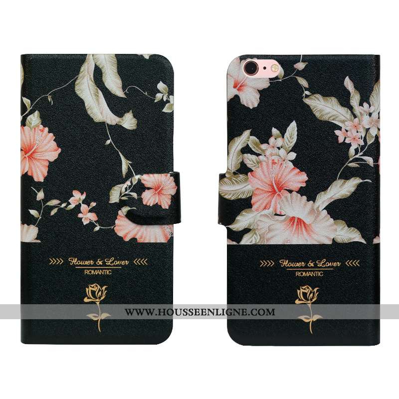 Coque iPhone 7 Silicone Protection Incassable Fleur Étui Simple Tendance Noir