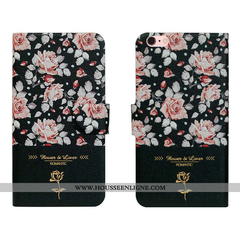 Coque iPhone 7 Silicone Protection Incassable Fleur Étui Simple Tendance Noir