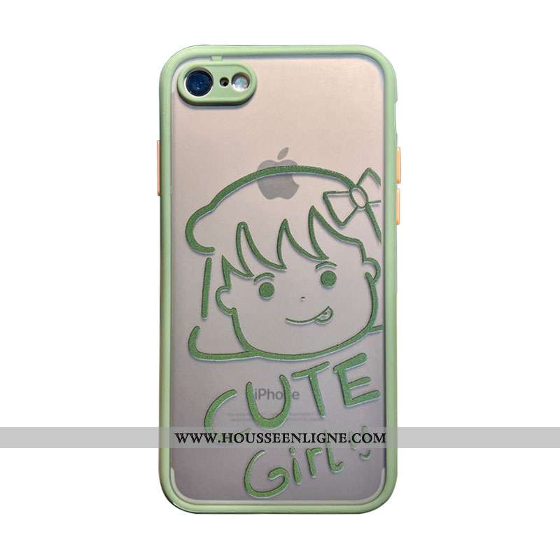 Coque iPhone 7 Silicone Transparent Téléphone Portable Net Rouge Charmant Luxe Verte