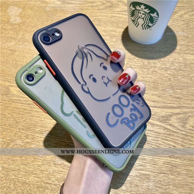 Coque iPhone 7 Silicone Transparent Téléphone Portable Net Rouge Charmant Luxe Verte