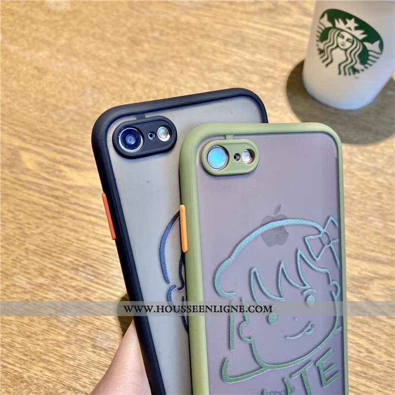 Coque iPhone 7 Silicone Transparent Téléphone Portable Net Rouge Charmant Luxe Verte