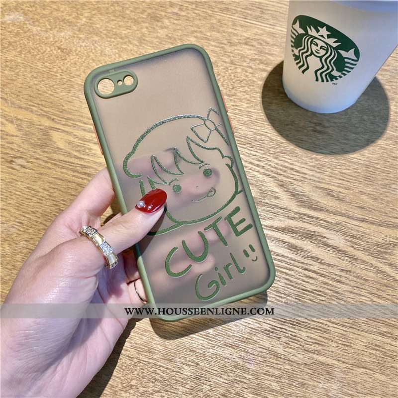 Coque iPhone 7 Silicone Transparent Téléphone Portable Net Rouge Charmant Luxe Verte