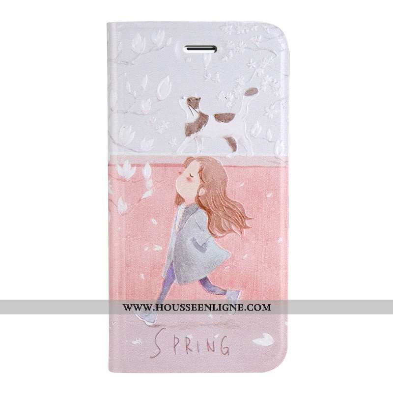 Coque iPhone 7 Tendance Cuir Étui Téléphone Portable Gaufrage Dimensionnel Incassable Noir