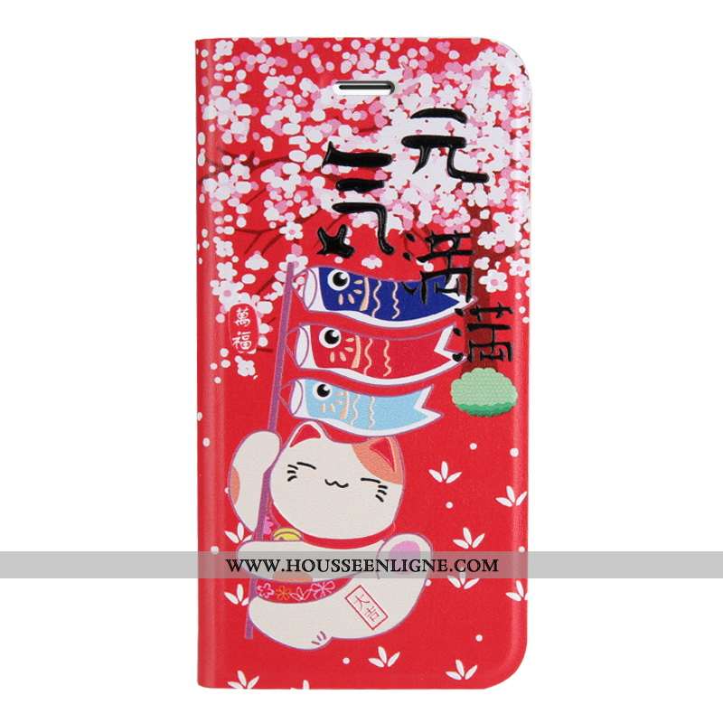 Coque iPhone 7 Tendance Cuir Étui Téléphone Portable Gaufrage Dimensionnel Incassable Noir