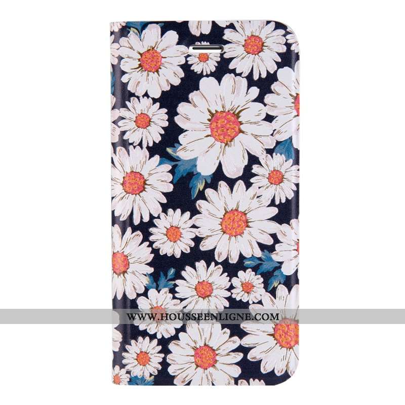 Coque iPhone 7 Tendance Cuir Étui Téléphone Portable Gaufrage Dimensionnel Incassable Noir
