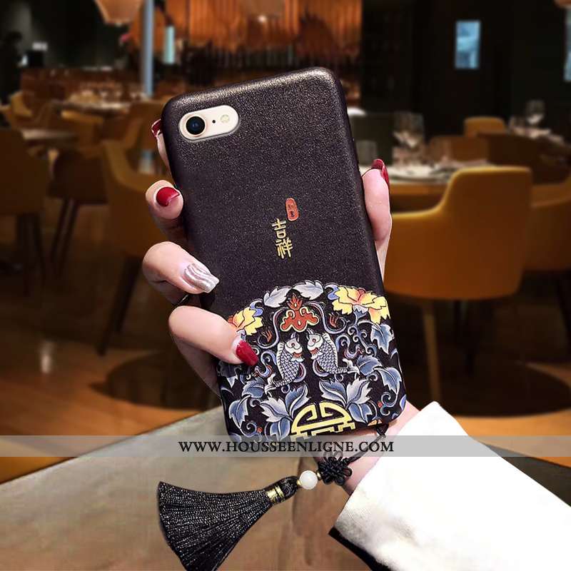 Coque iPhone 7 Tendance Fluide Doux Silicone Personnalité Téléphone Portable Rat Noir