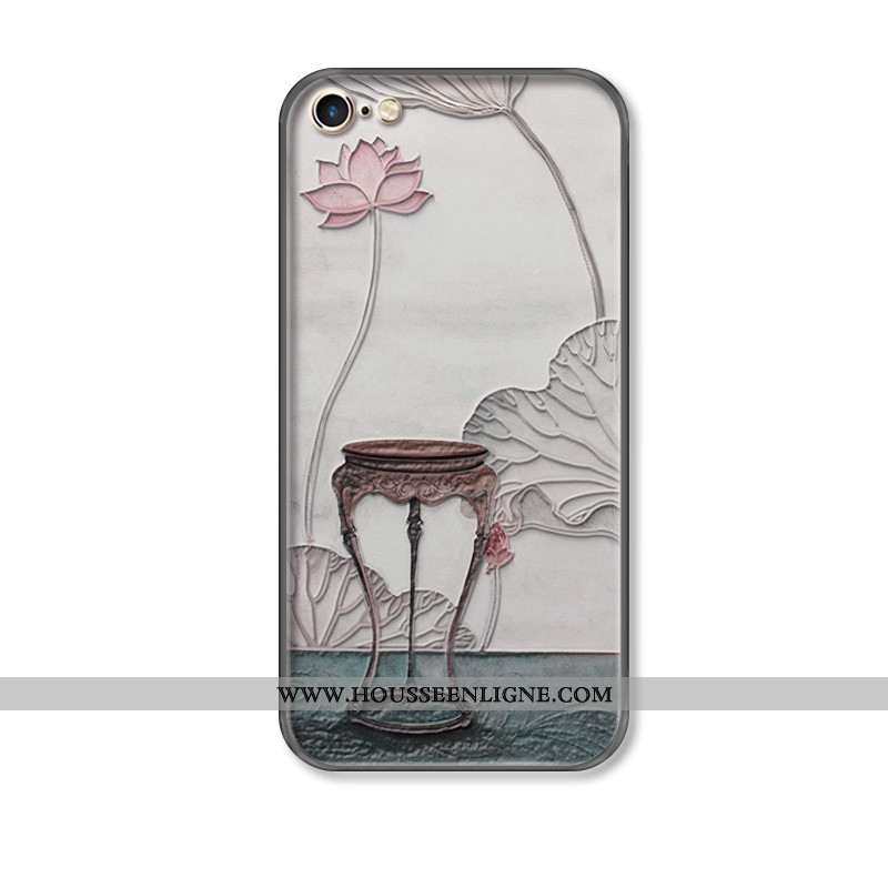 Coque iPhone 7 Vintage Protection Incassable Ornements Suspendus Style Chinois Frais Gris