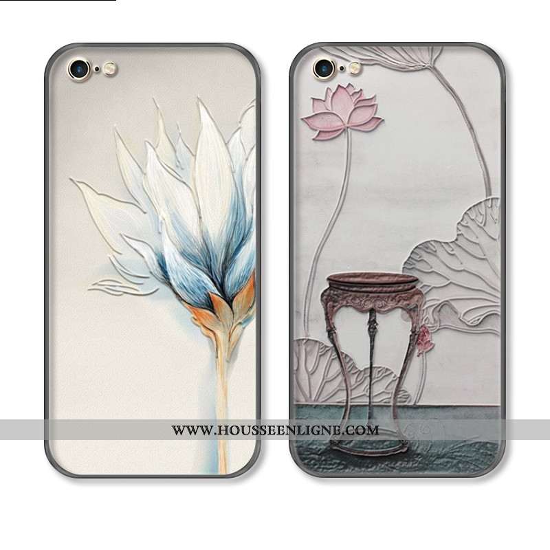 Coque iPhone 7 Vintage Protection Incassable Ornements Suspendus Style Chinois Frais Gris