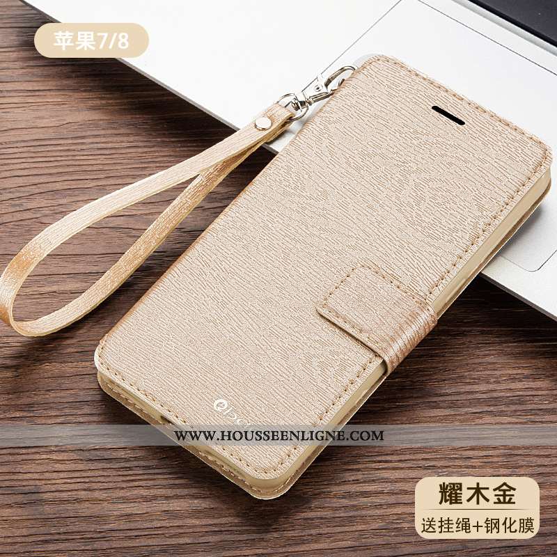 Coque iPhone 8 Cuir Fluide Doux Housse Silicone Tout Compris Or Étui Doré