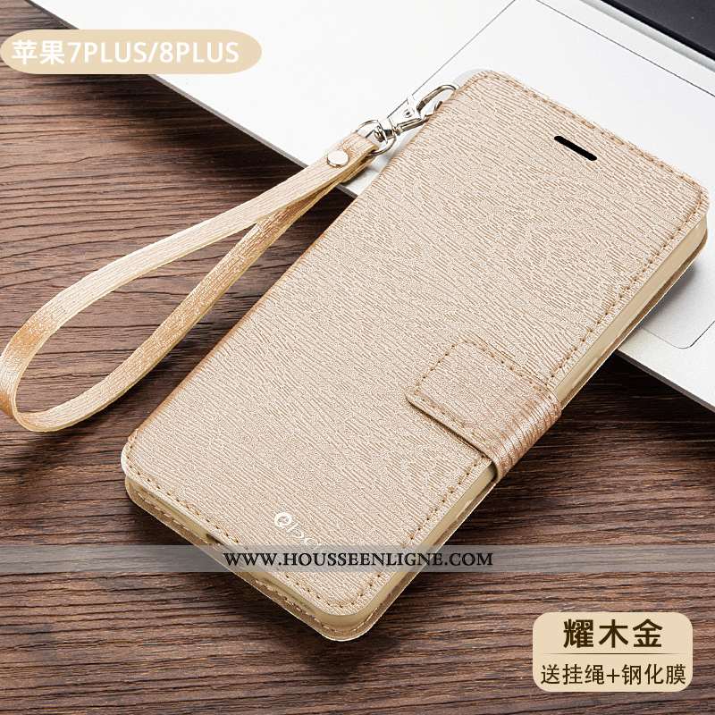 Coque iPhone 8 Cuir Fluide Doux Housse Silicone Tout Compris Or Étui Doré