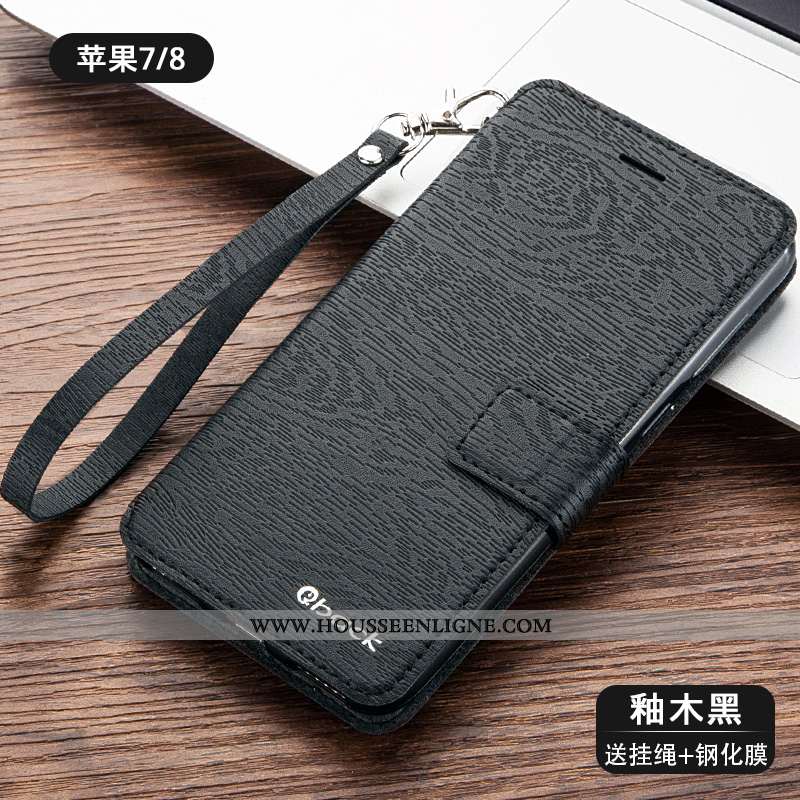 Coque iPhone 8 Cuir Fluide Doux Housse Silicone Tout Compris Or Étui Doré