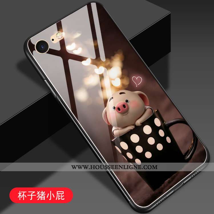Coque iPhone 8 Dessin Animé Charmant Difficile Protection Téléphone Portable Miroir Rose