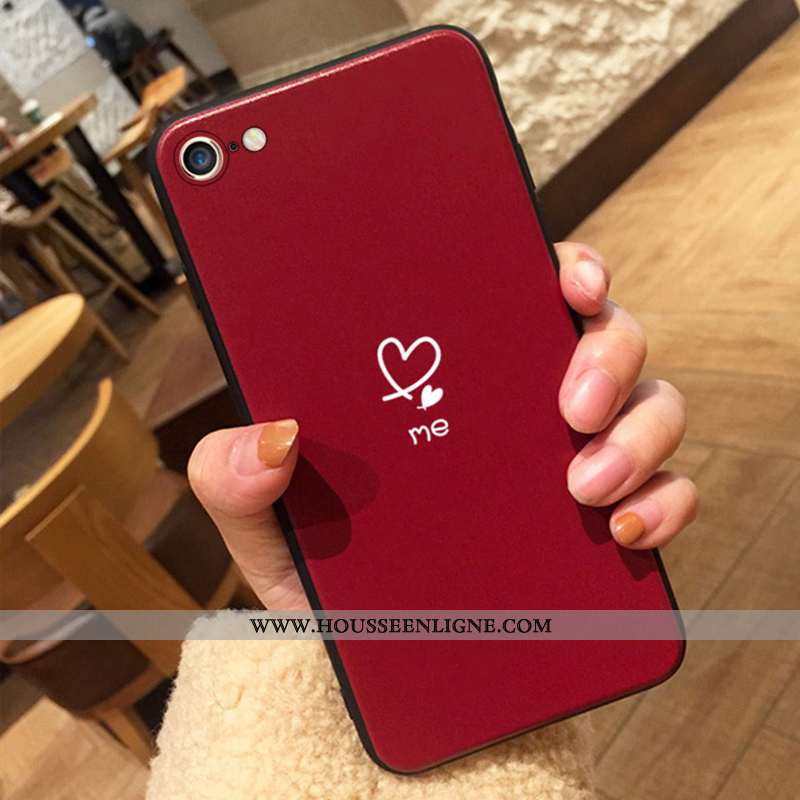 Coque iPhone 8 Délavé En Daim Tendance Amoureux Incassable Téléphone Portable Tout Compris Amour Rou