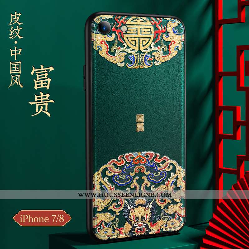 Coque iPhone 8 Modèle Fleurie Silicone Nouveau Incassable Téléphone Portable Cuir Verte