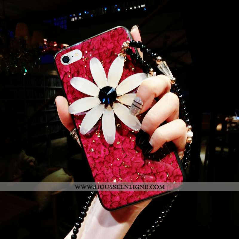 Coque iPhone 8 Ornements Suspendus Tendance Incassable Téléphone Portable Silicone Petite Marguerite
