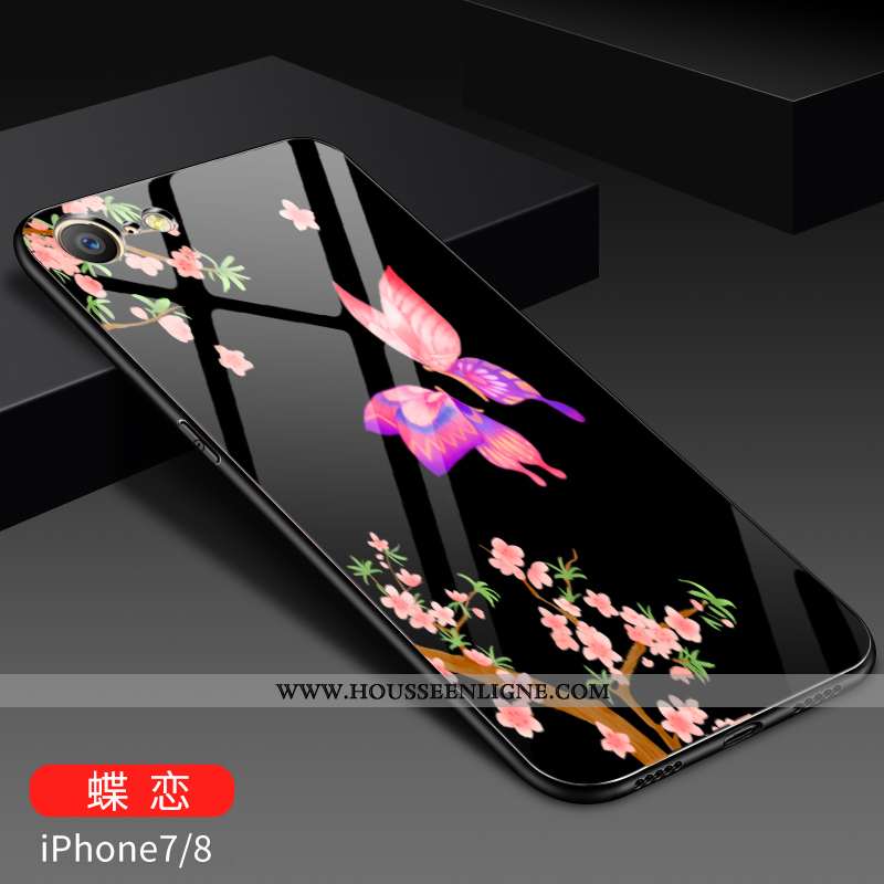 Coque iPhone 8 Personnalité Créatif Fluide Doux Tout Compris Verre Tendance Peinture Bleu