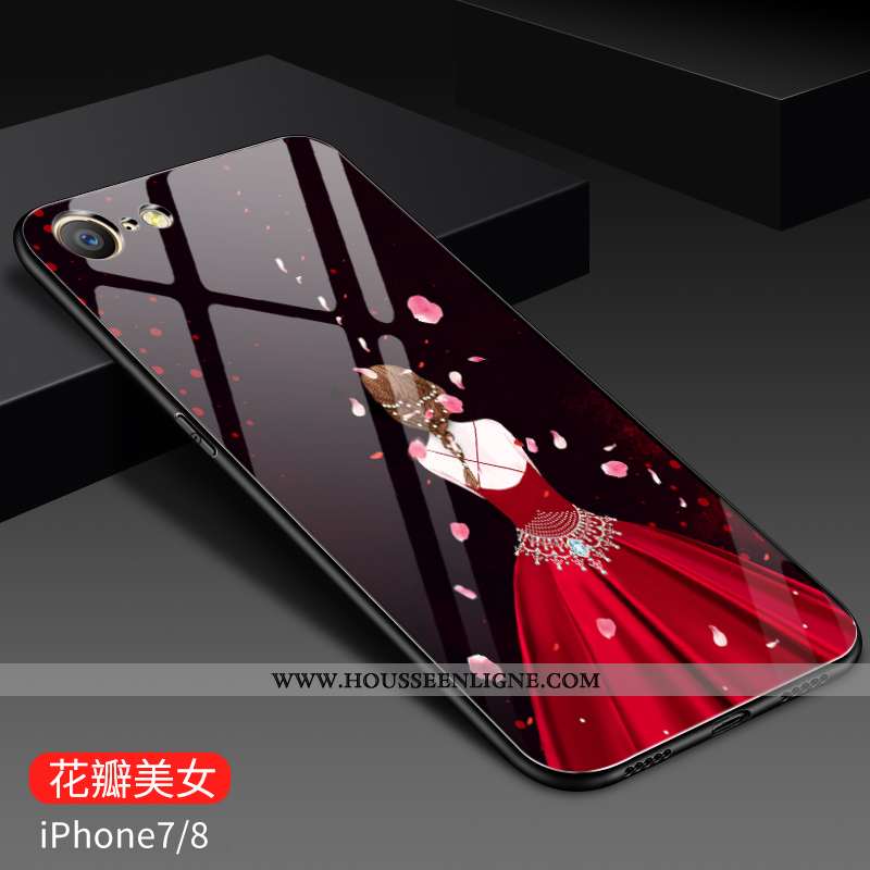 Coque iPhone 8 Personnalité Créatif Fluide Doux Tout Compris Verre Tendance Peinture Bleu