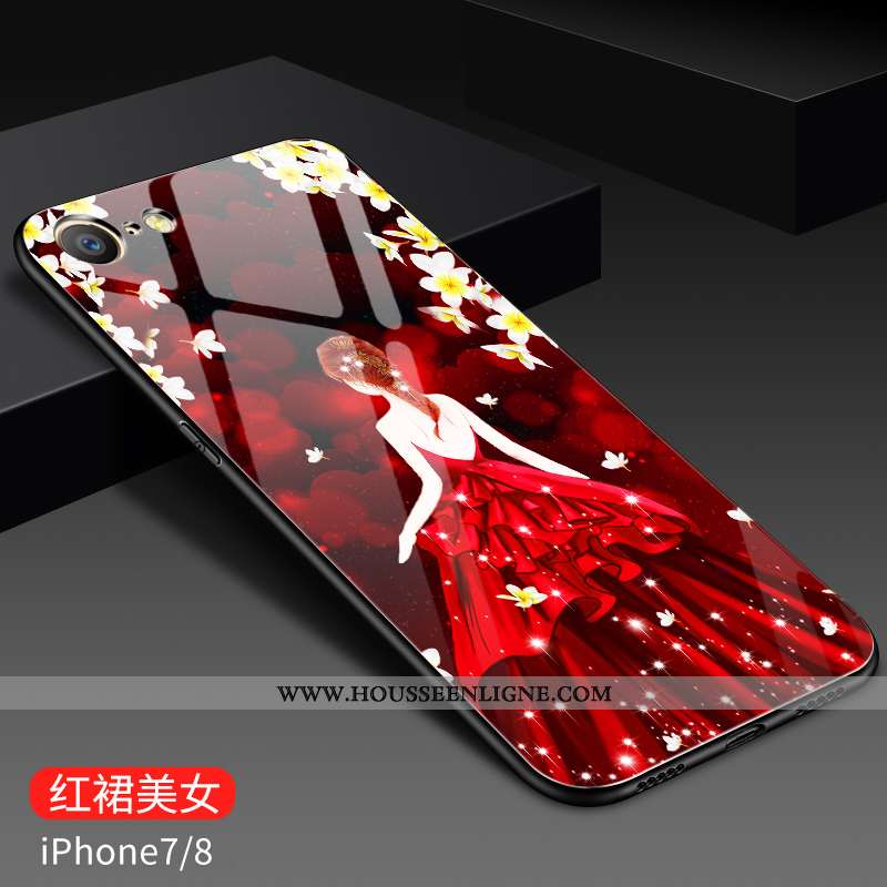 Coque iPhone 8 Personnalité Créatif Fluide Doux Tout Compris Verre Tendance Peinture Bleu