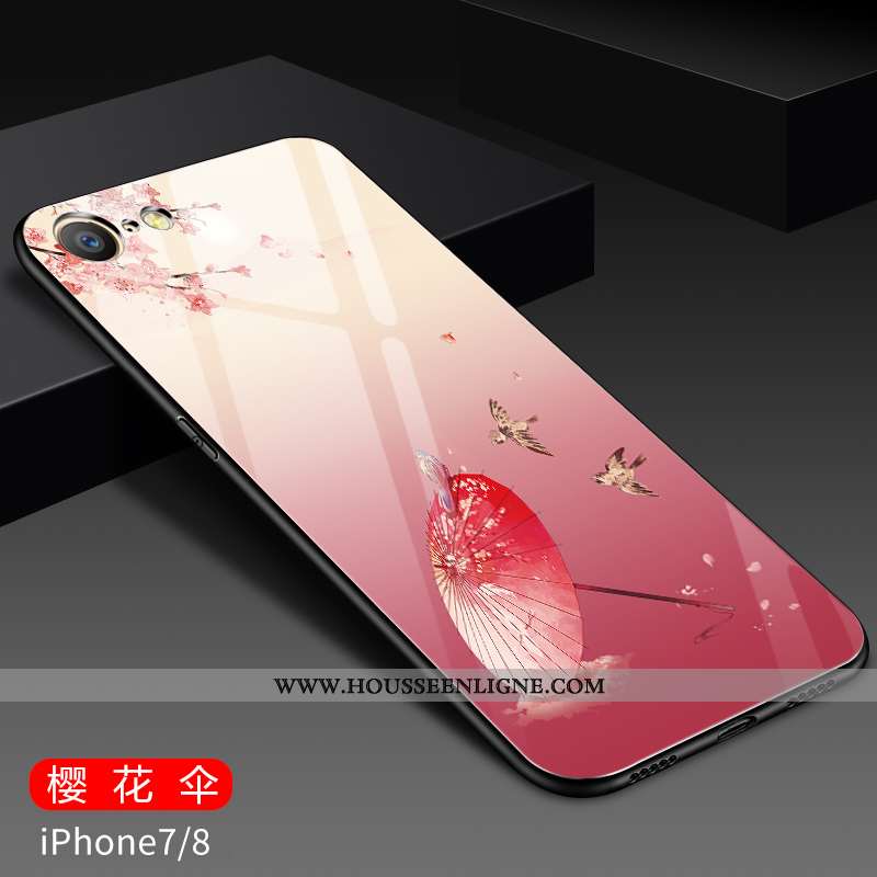 Coque iPhone 8 Personnalité Créatif Fluide Doux Tout Compris Verre Tendance Peinture Bleu