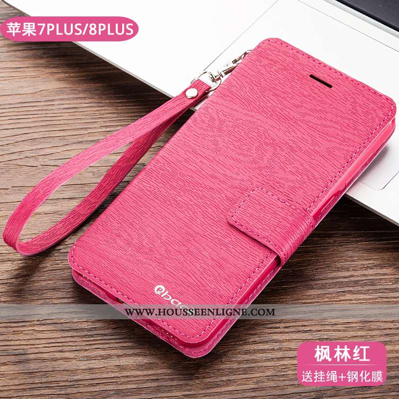 Coque iPhone 8 Plus Cuir Fluide Doux Téléphone Portable Tout Compris Silicone Protection Rose