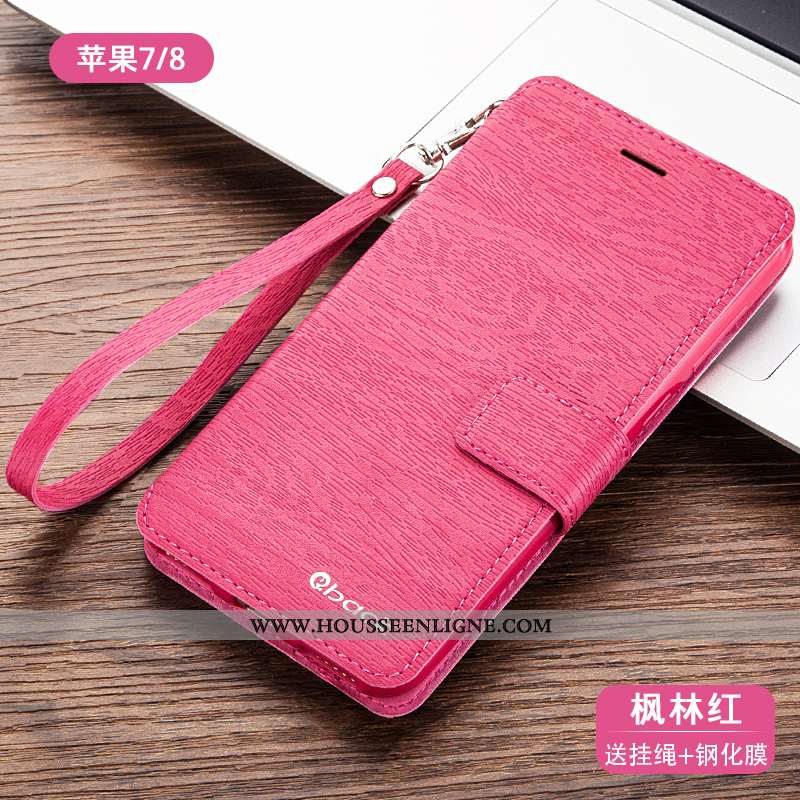 Coque iPhone 8 Plus Cuir Fluide Doux Téléphone Portable Tout Compris Silicone Protection Rose