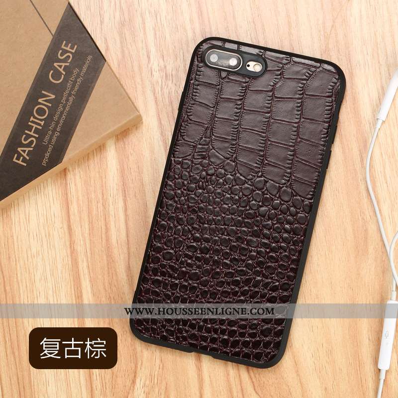 Coque iPhone 8 Plus Cuir Véritable Tendance Qualité Simple Cuir Étui Marron
