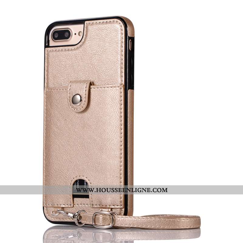 Coque iPhone 8 Plus Ornements Suspendus Cou Suspendu Rose Cuir Protection Pu