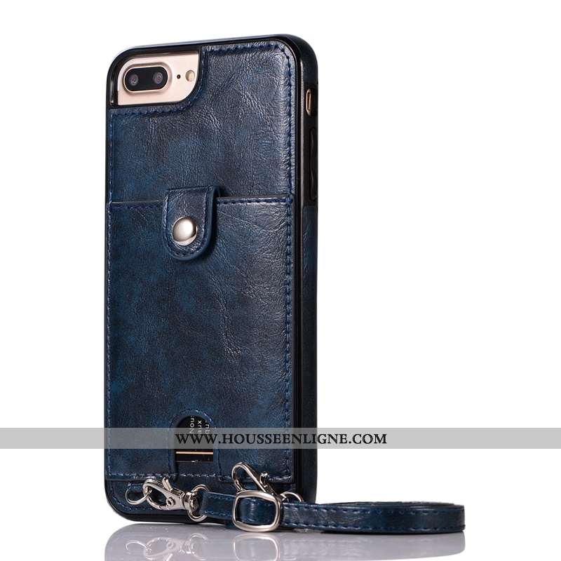 Coque iPhone 8 Plus Ornements Suspendus Cou Suspendu Rose Cuir Protection Pu