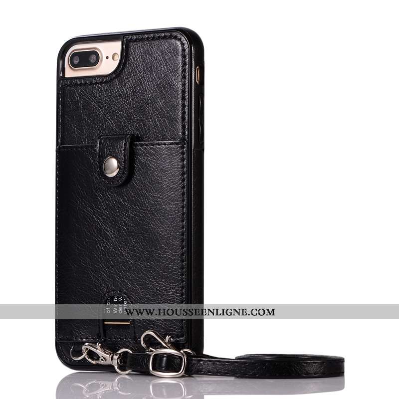 Coque iPhone 8 Plus Ornements Suspendus Cou Suspendu Rose Cuir Protection Pu