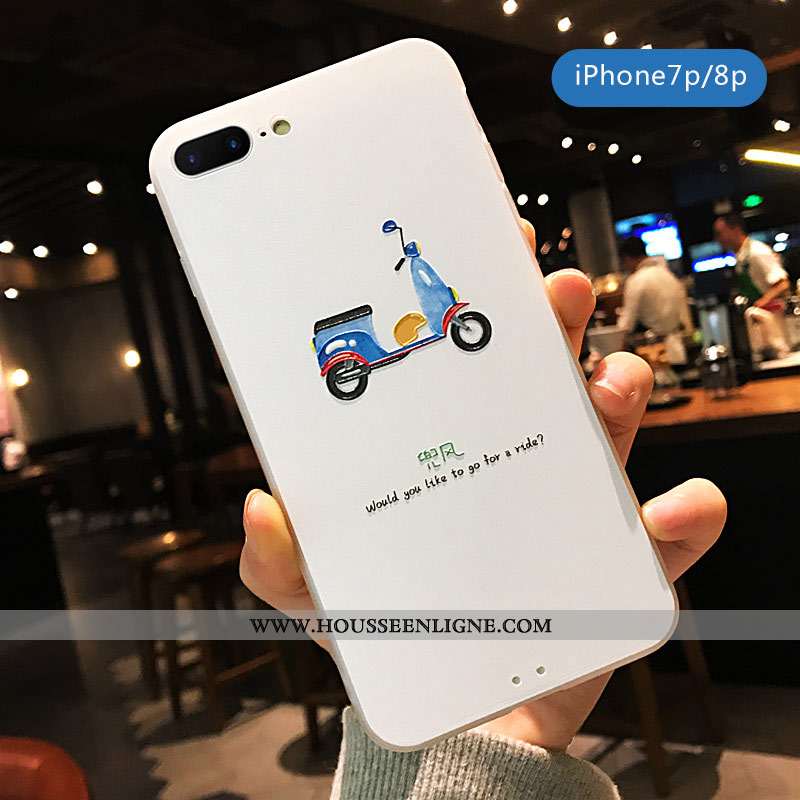 Coque iPhone 8 Plus Protection Délavé En Daim Créatif Tout Compris Personnalité Ultra Nouveau Blanch